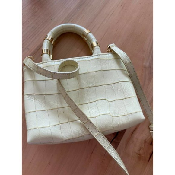 J. Lowery Leather Mini William Crossbody Tote Bag Women's Pastel Yellow NWOT - Picture 6 of 8